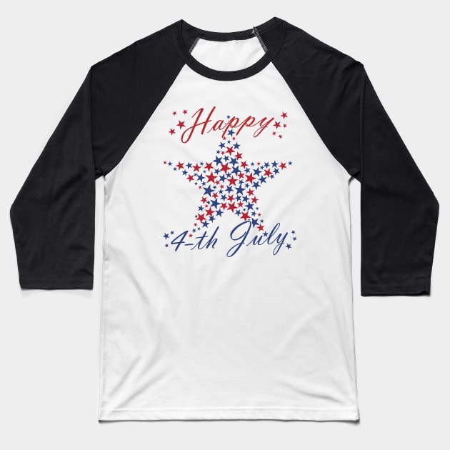 Happy 4-th of July Independence Day Baseball T-Shirt by NuttyShirt